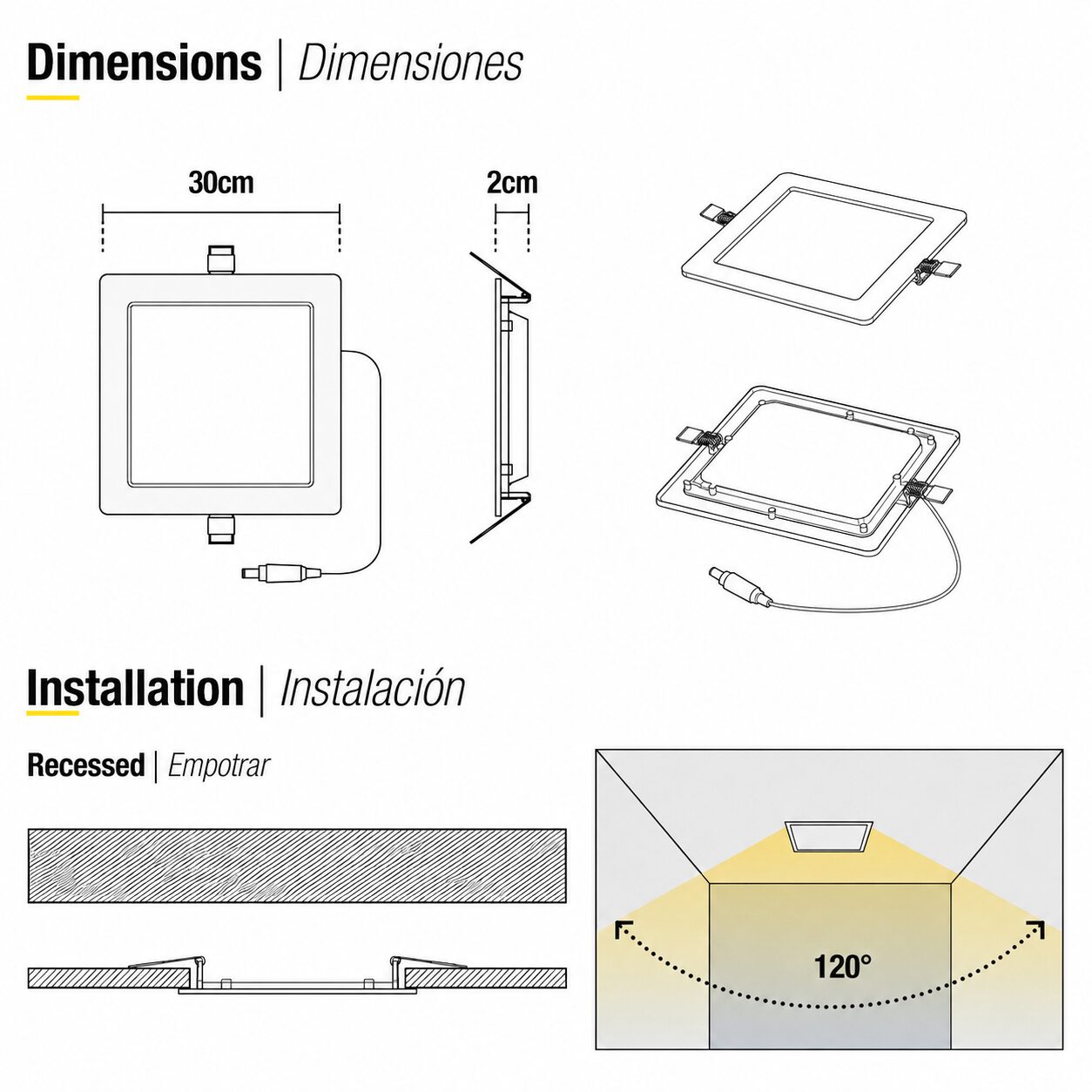 Panel LED Cuadrado de Empotrar 24W - Imagen 3