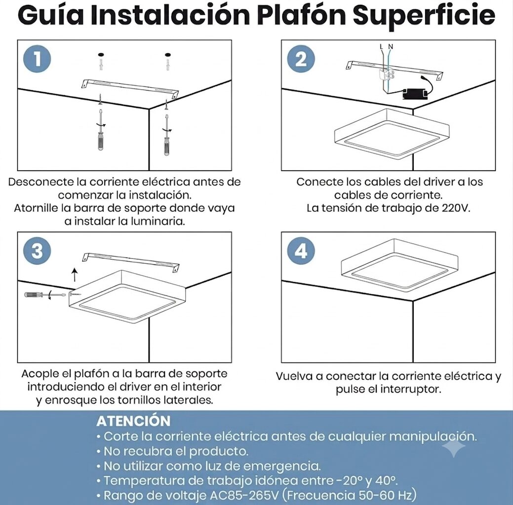 Panel LED Cuadrado de Adosar 12W - Imagen 5